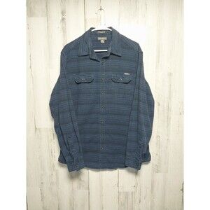 Eddie Bauer Men's Tall Large Blue Striped Canvas Long Sleeve Shirt